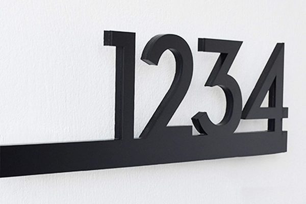 Numéros de maison modernes - noir avec acrylique noir - adresse de la maison contemporaine - plaque de signe - numéro de porte.