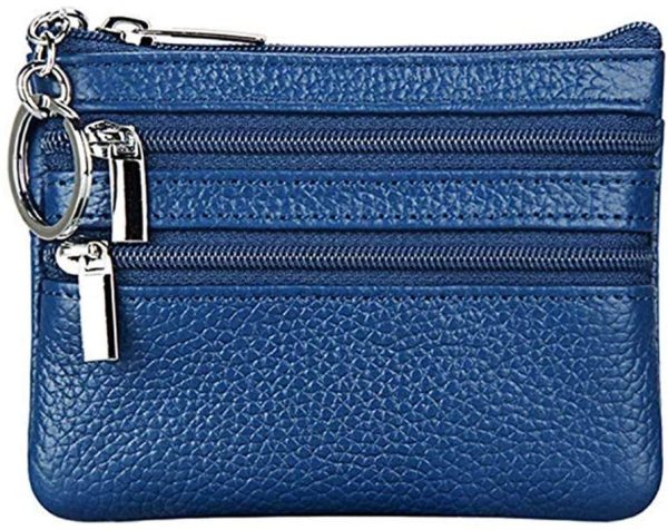 Fueerton Femmes en Cuir véritable Portefeuille Porte-Monnaie (Bleu) – Image 2