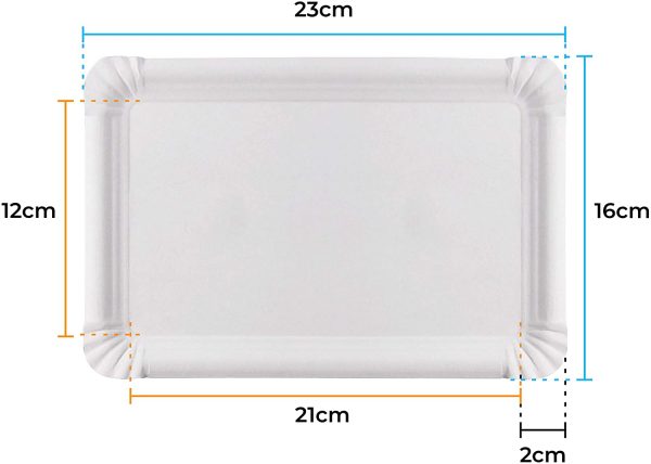 Lot de 20 Plateaux en Carton Blanc - Plateaux de Présentation pour Pâtisseries/Amuse-bouches/Buffets (23 x 16 cm) – Image 5