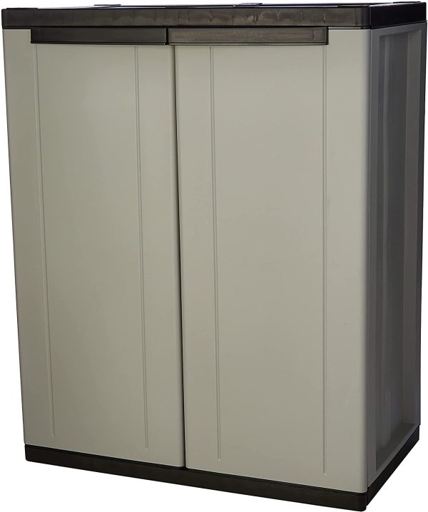 Terry, Jline 68, Armoire en Résine à 2 Portes, 1 Étagère Intérieure, Dimensions : 68x37,5x85 cm, Plastique, Gris – Image 4