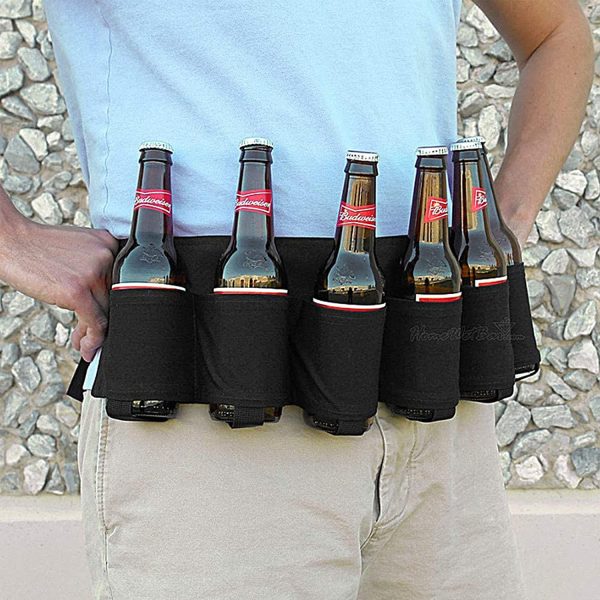 Ceinture Pour Porte Bière Support De Ceinture Canette Soda Pour Buveur Portable Ceinture De Bière Réglable Pliable Avec 6 Porte-Gobelets For Party Camping Voyage Escalade Randonnée Extérieure (Noir) – Image 7