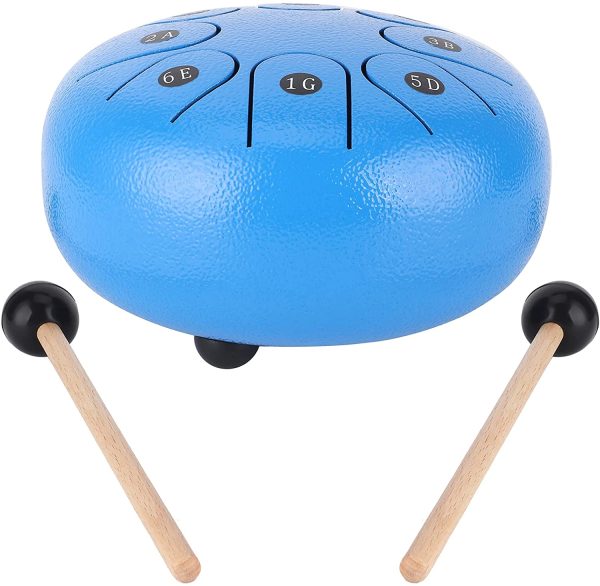 Tambour en acier, 8 notes de 6 pouces, tambours en acier, mini outil à percussion en acier avec sac, livre de musique pour camping, yoga, méditation – Image 2