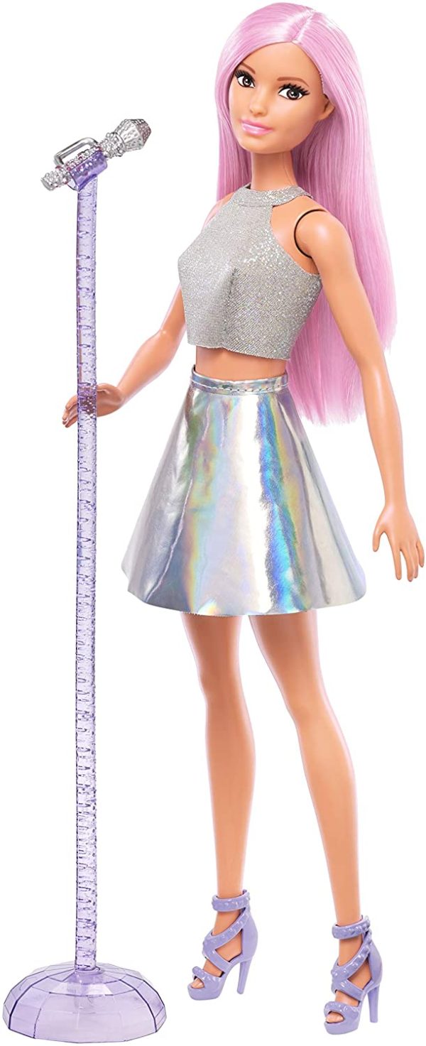 Barbie Métiers poupée Pop Star, chanteuse avec micro et cheveux roses, jouet pour enfant, FXN98 – Image 4