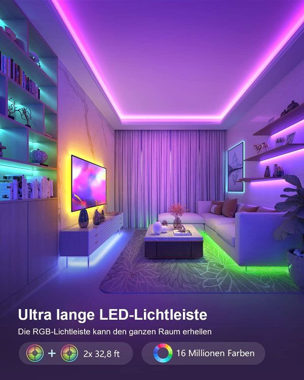 Ruban Led 20M, Bande Led 5050 RGB Multicolore Lumineuse Led avec Télécommande 44 Touches LED Chambre Pour Maison Cuisine Fête