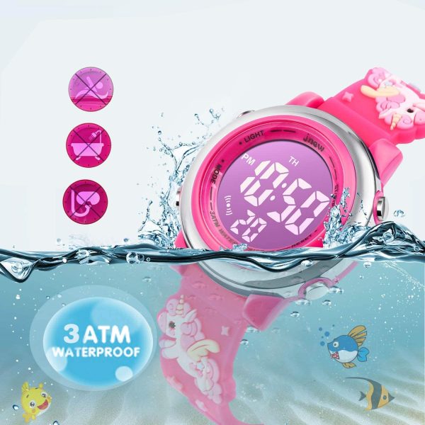 HIMTOR Montre Enfant Fille Garcon, Montre d'enfants de Dessin Animé 3D avec Bracelet en Silicone, Montre Bracelet Éducative Résistant à l'eau Enfant pour 3-12 Ans – Image 3