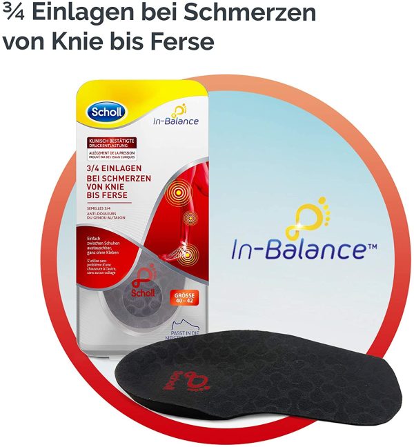 Scholl In-Balance Semelles 3/4 pour douleurs du genou au talon 37-39,5 – Image 4