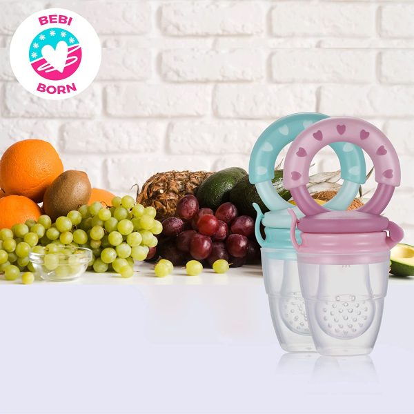 BEBI BORN Tetine Grignoteuse Bebe, Grignoteuse Bébé + 3 Tailles de Tétines silicone sans BPA pour enfants de 3 à 24 mois, Diversification Alimentaire Bébé, Anneau de Dentition (Boite Rangement inclus) – Image 4