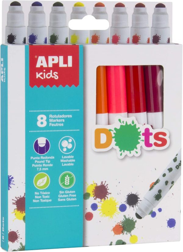 Apli kids 16805-8 feutres Dots avec embouts ronds - 8 couleurs – Image 3