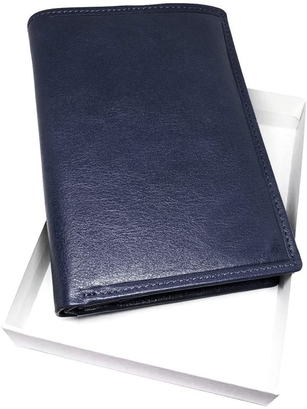 Charmoni - Max - Grand Portefeuille - Portefeuille Homme - Anti piratage Protection RFID Blocage - 4 Volets - Cuir Vachette - 22 Carte Bleu - Rangement complèt (C13 Bleu)