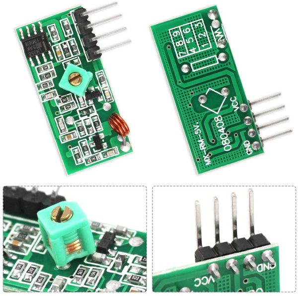 3 Set 433Mhz RF Télécommande Kit Émetteur et Récepteur + 433 MHz Antenne Spirale, RF Wireless Transmitter and Receiver Module Kits Alarme Antivol