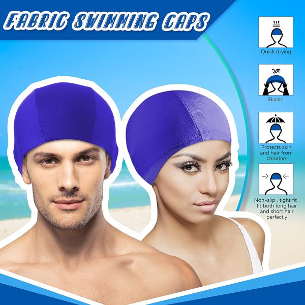 Bonnet de Natation en Tissu Élastique Bonnet de Bain Bonnet de Piscine Antidérapant Bonnet de Natation en Nylon Souple pour Femmes Hommes Adultes Jeunes Baignade – Image 4