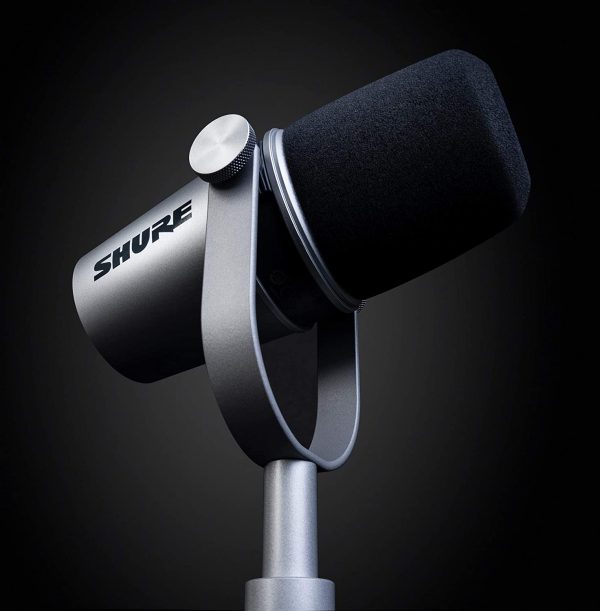 Shure Mv7 Microphone Dynamique Usb/Xlr pour Podcast, Enregistrement, Streaming et Gaming Live, Sortie Casque Intégrée, Entièrement En Métal, Technologie Voice Isolation, Certifié Teamspeak - Argenté – Image 6