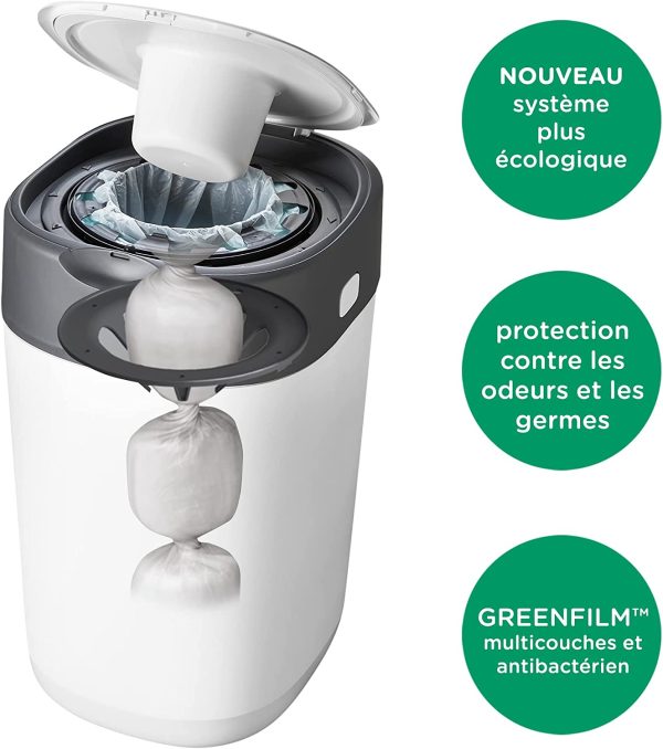 Tommee Tippee Twist/Click Sangenic Tec Set Débutant Poubelle à Couches Protection Anti-Odeur/Germe Garantie 12X Recharges Blanc – Image 6