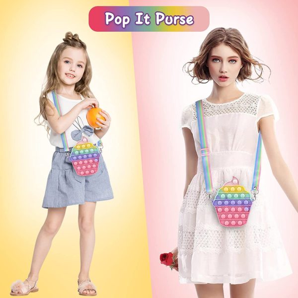 Pop Sac it Fidget Toys, Pop Sac it à Main Poppets Anti-Stress Jouets, Fashion Fille Pop Sac it, Creative Crème Glacée Pop Sac it Bandoulière, Pop Bag it Jouets de décompression pour Enfants Adultes