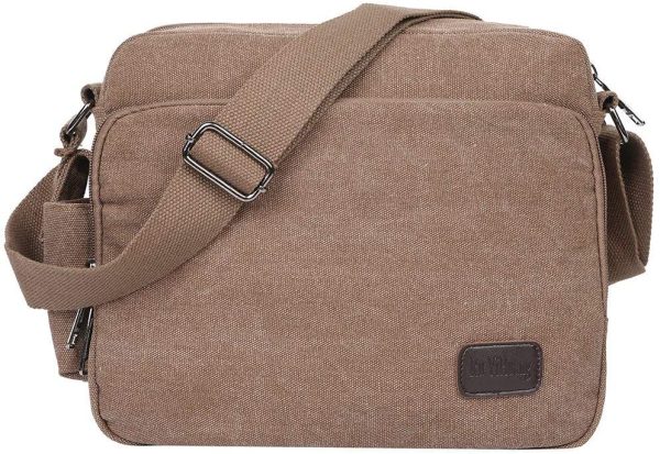 EGOGO Messenger Bag, Hommes Sac d'épaule Sac de toile Sac Bandoulière Sac de messager pour le Travail, Ecole, Usage Quotidien E527-1 (Brun) – Image 3