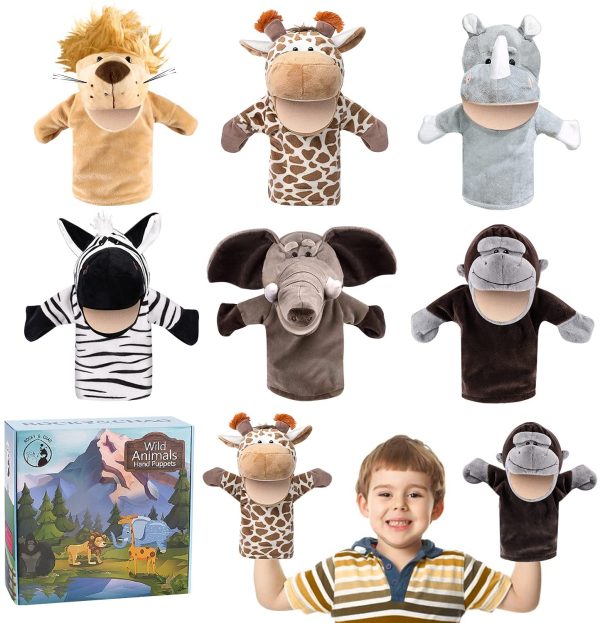 Marionnettes à Main pour Animaux Faune avec Bouche Ouverte en Peluche Jouets à Faire Semblant Amis du Zoo Parfait pour la Narration, l'enseignement, l'éducation préscolaire, Le Jeu de rôle (6 pièces) – Image 5