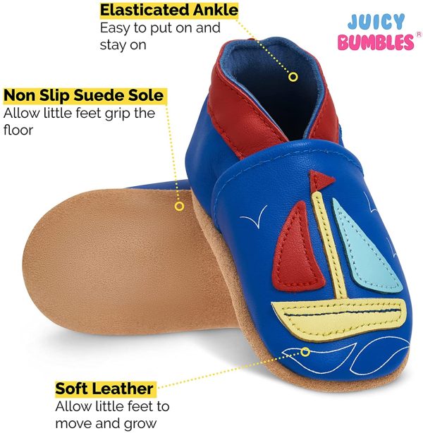 Juicy Bumbles Chaussures Bébé - Chaussons Bébé - Chaussons Cuir Souple - Chaussures Cuir Souple Premiers Pas - Bébé Fille Chaussures Bébé Garçon – Image 4