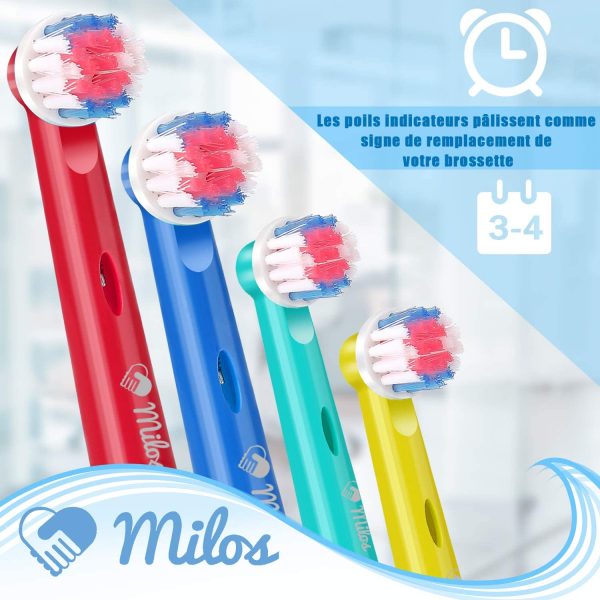 Brossettes de Rechange Électriques Enfants Milos (Pack de 16) Compatibles avec les Brossettes Oral B Enfant Braun de Rechange, Brossettes Oral B Enfants Électriques Premium Compatibles – Image 2