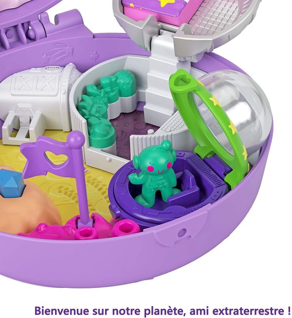 Polly Pocket Coffret Univers L’Exploration de Saturne, mini-figurines Polly et Shani, accessoires et autocollants inclus, jouet pour enfant, GKJ51