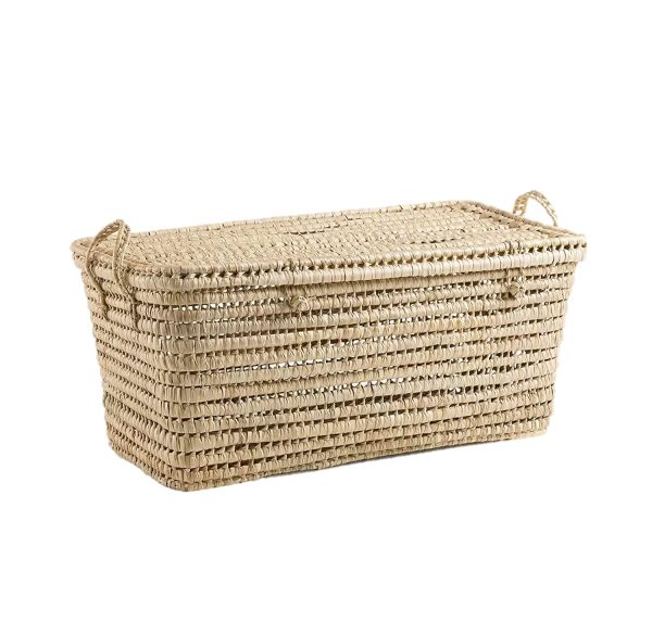 Coffre de rangement en palmier tressé, malle à jouets, coffre à jouet tressé, malle de rangement en osier, panier à jouet en rotin – Image 4