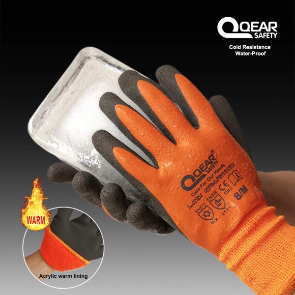 Gants de travail thermiques, résistants au froid et à l'eau, entièrement revêtus de latex, paume sablée pour une meilleure prise en main, S, Orange., 192 – Image 6