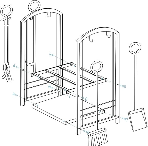 Amagabeli Cheminée Porte-bûches à bois de chauffage avec ensembles d'outils Porte-bûches d'intérieur Cheminée extérieure robuste Grandes bûches en fer forgé Accessoires de cheminée Couleur de l'étain – Image 6