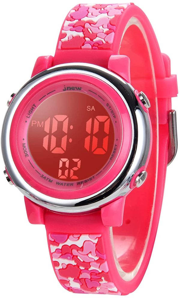 HMJIA Montre Enfant Garcon, Montre Enfant Fille pour 3-12 Ans, Montre Enfant étanche 3ATM avec Alarme/Date/Chronomètre/LED – Image 3