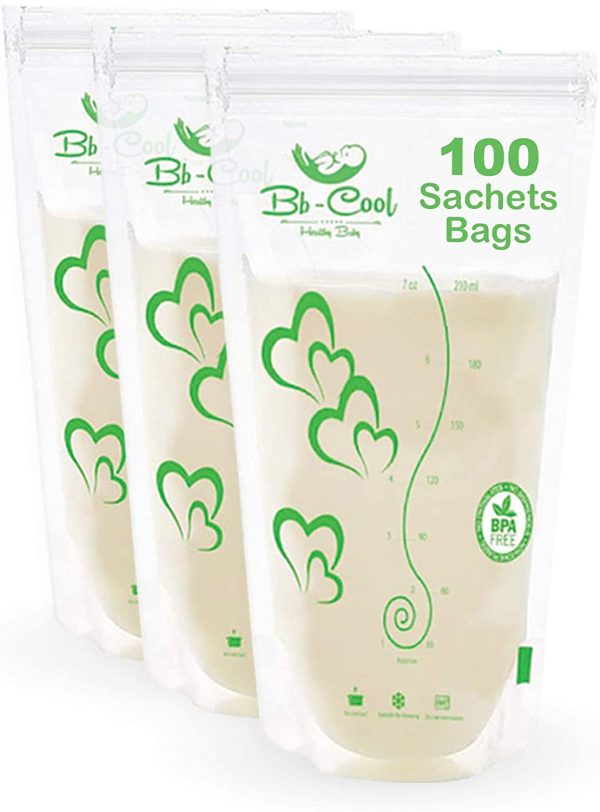 BB-COOL Sachets de Conservation du Lait Maternel, Lot de 100 Sacs de Conservation Pré-stérilisés Sans BPA, 210ml – Image 5