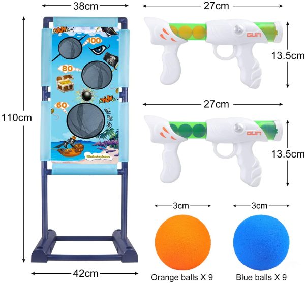 DX DA XIN Cibles de Tir Mobiles Jeu Cible Electrique, Jouet pour Enfants avec 2 Pistolets à Air Comprimé 18 Balles en Mousse Jouets de Jardin d'Extérieur Cadeaux pour Garçons Filles 110 x 42cm – Image 6