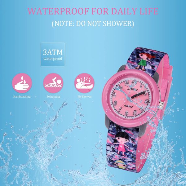 HMJIA Montre Enfant Garcon, Montre Enfant Fille pour 3-12 Ans, Montre Enfant en Silicone/Nylon de Dessin animé, 3ATM, Mouvement à Quartz Japonais – Image 5