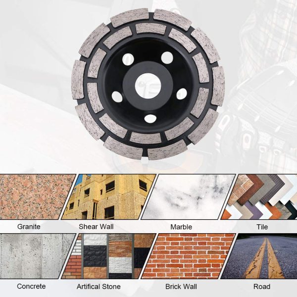 flintronic Disque Diamant, Diamant à Meuler Béton 125 x 22,2 mm Double Rangée, Meule Diamantée Universelle pour Poncer Béton, Pierre, Granit Chape, Maçonnerie, Usage Universel – Image 4