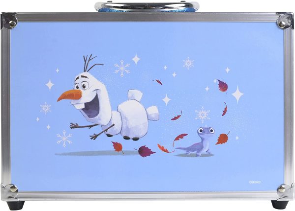 Frozen Makeup Train Case, Kit de Maquillage Reine des Neiges avec Palettes Colorées pour les Lèvres et le Visage, Kit de Maquillage Fun, Accessoires Colorés, Jouets et Cadeaux pour Enfants et Filles