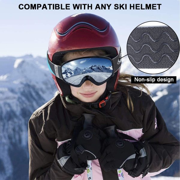 findway Masque de Ski Enfant 3 à 8 Ans - Lunettes de Ski Enfant Masuqe Ski pour Garçon et Fille Anti-UV Antibuée Compatible avec Casque pour Ski Snowboard Autres Sports Hiver – Image 4