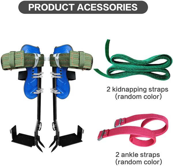 folconroad Ensemble de pointes d'escalade d'arbre avec sangles de ceinture de harnais de sécurité réglables, kit d'escalade d'arbre avec 2 engrenages en acier, outils d'escalade – Image 7