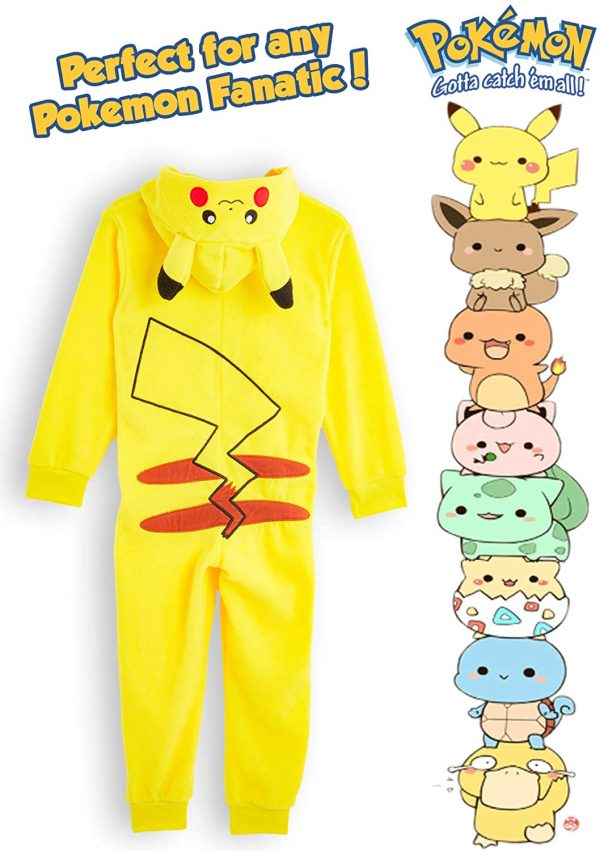 Pokemon Combinaison Pyjama Enfant Pikachu, Surpyjama Grenouillère en Polaire avec Oreilles 3D – Image 6