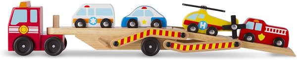 Melissa & Doug | Transporteur de véhicules d’Urgence| Jouets en bois | Pour garçon ou fille | 3+ – Image 5