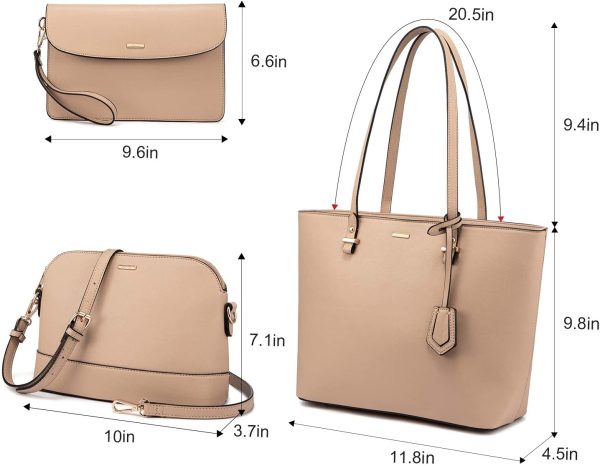 LOVEVOOK Sac à Main Femme Ensemble Sac à Bandoulière Sac à Main épuale en PU Cuir Sac Porté Main de 3 Pièces Grand Concepteur Sac Fourre-tout Moyen Grand Mode élégant (A-café)