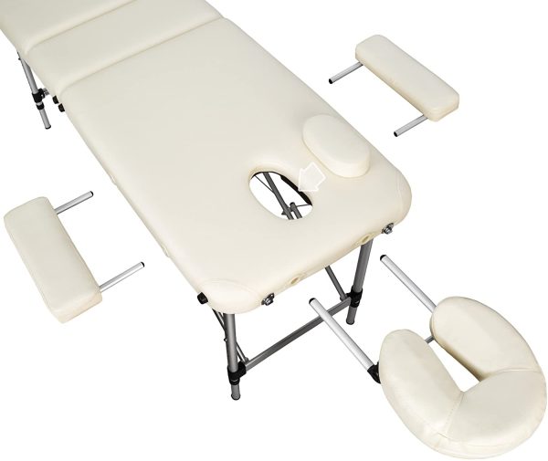 Table de Massage Pliante Aluminium Cosmetique Lit de Massage Portable + Housse de Transport - diverses couleurs au choix - (Beige)