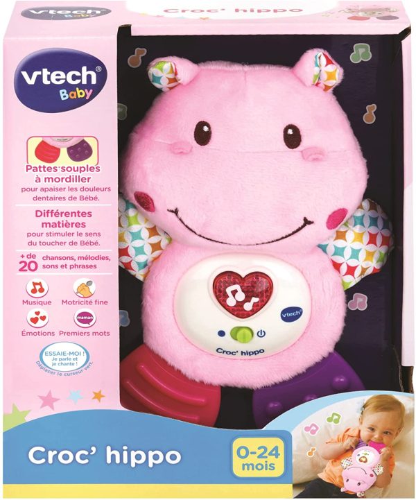 VTECH- Croc' Hippo Rose Baby Jouet Premier Age, HOCHET, 80-502555 - Version FR – Image 3