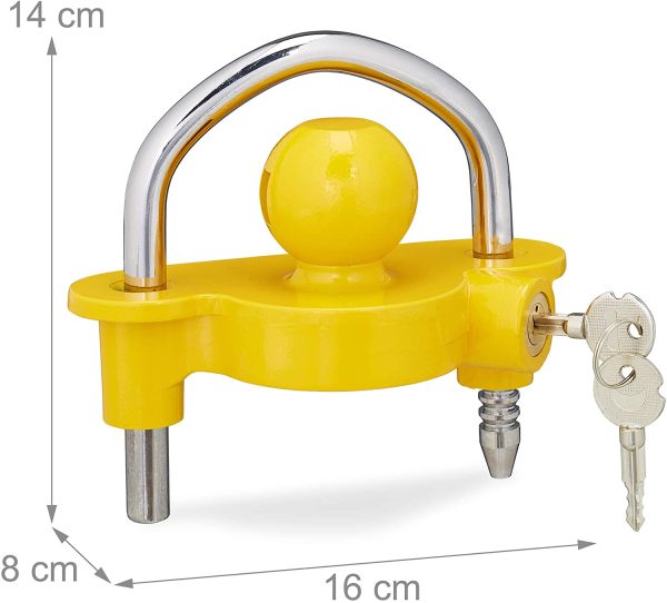 10026002 Crochet d’attelage, Protection antivol Cadenas pour remorque, 2 clés, Massif, Universel,Jaune – Image 8