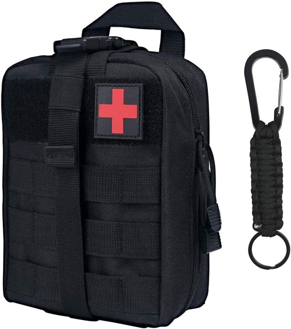 flintronic Tactique Sac Ceinture de Secours, Multifonction Molle de Premiers Secours, Survie Sac à Dos Tactique EDC Gadget Sac avec Croix pour Randonnée Camping Militaires(avec 1 Mousquetons) – Image 3