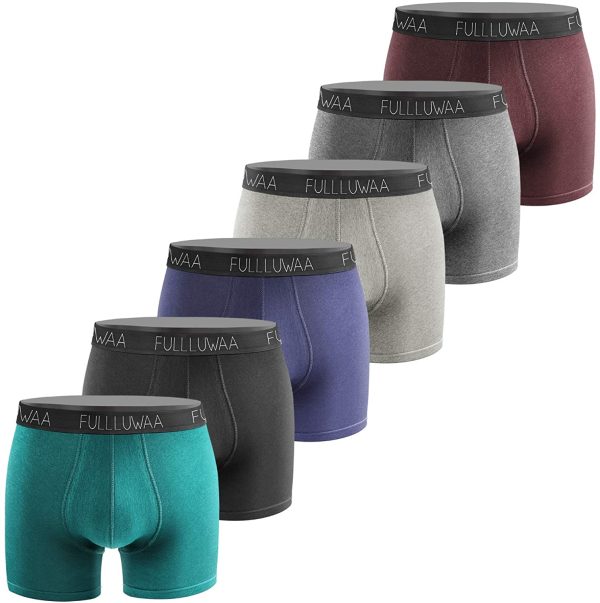 Fullluwaa Boxers (Lot de 6) Homme Coton Slip Fitted Trunk Caleçons – Image 3