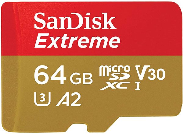 Extreme 64 Go Carte mémoire microSDXC + adaptateur SD avec A2 App Performance + Rescue Pro Deluxe, jusqu'à 160 Mo / s, classe 10, UHS-I, U3, V30, rouge / or – Image 2