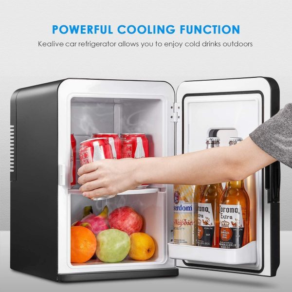 Mini Frigo de Chambre 12V/220V, 15L Mini Réfrigérateur Portable avec Fonction Chaud/Froid, Glacière Électrique Silencieux avec ECO Mode pour Chambre, Étagère Démontable – Image 2