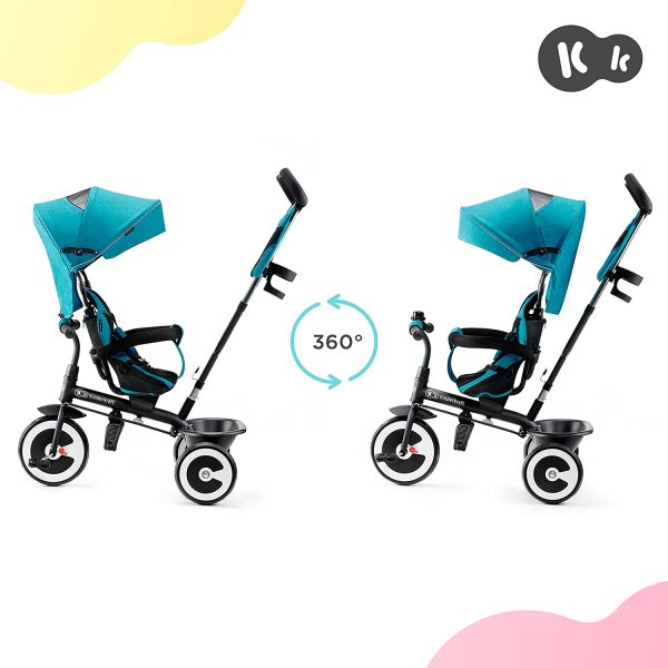 Kinderkraft Tricycle Enfant Évolutif ASTON, Canne Télescopique Amovible, Bleu – Image 2