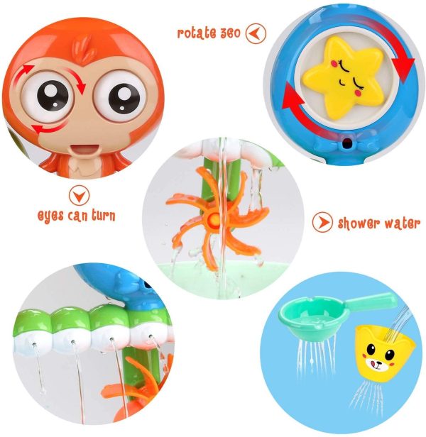 BBLIKE Jouet Bain, 14 Pcs Jouet de Bain Cascade Interactif, Jouets pour Le Bain bébé pour Baignoire Jeu de Piscine