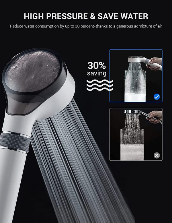 Pommeau de Douche Filtre Anti Chlore, Pommeau Filtrant Haute Pression Economiseur d'eau, Filtre à Douche Anti Calcaire Douchette Salle de Bain Fibre Carbonique – Image 6