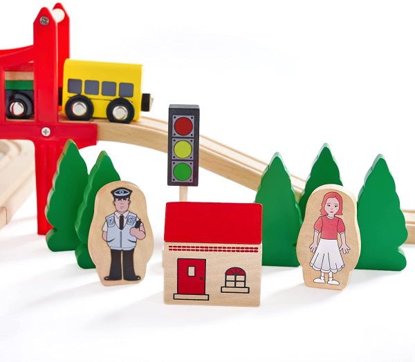 Circuit Train Enfant,Train en Bois (magnétique)& Rails Pack(39 pcs),Compatible avec Brio, Thomas, Lidl et d'autres Marques Populaires. – Image 8