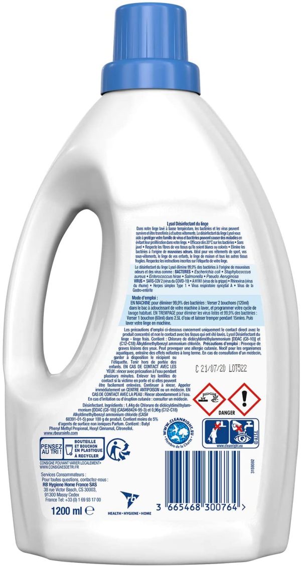 Lysol Désinfectant du Linge Parfum Linge Frais Format Familial - 1,2 L – Image 3