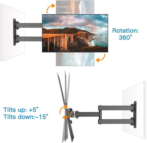 Support Mural TV pour écrans 13-42 Pouces LED LCD et courbé Support TV Inclinable et orientable - Support TV avec VESA Max de 200x200mm Capacité Max de 20kg – Image 5